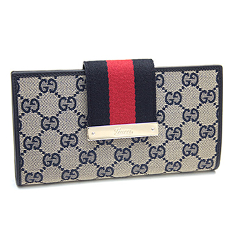 GUCCI グッチ 財布 コピー 181672 FWCZG 4080 キャンバス レディース コンチネンタル 2つ折長財布 ベージュ/ネイビー